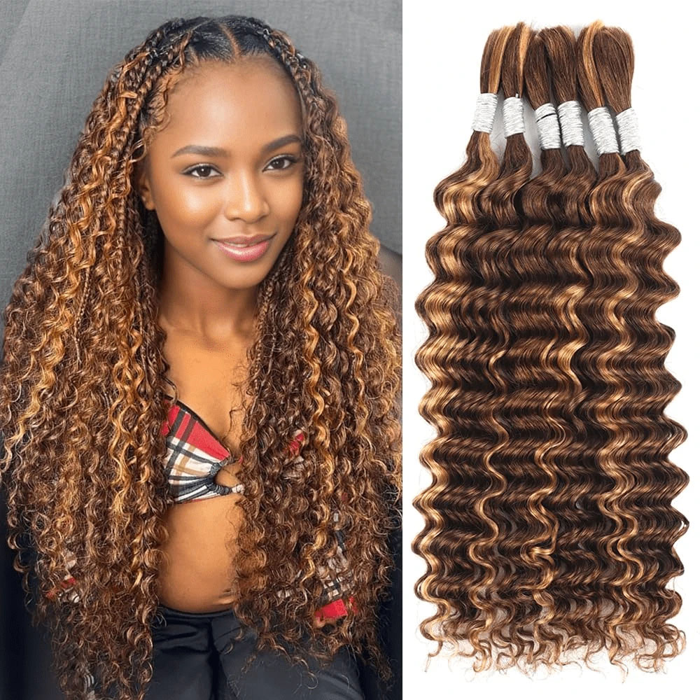 Water Wave Bulk Human Hair For Braiding - Human Braiding Hair 18 Inch 2