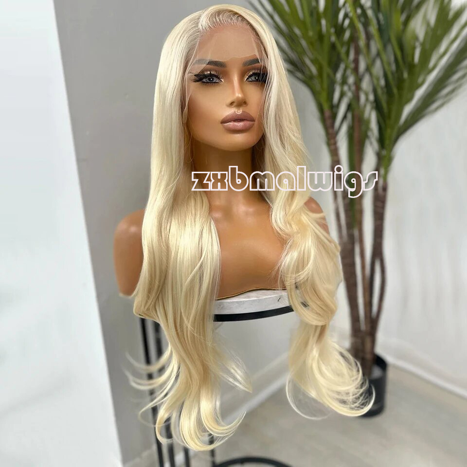 Synthetic Hair 613 Blonde Colo - 613 Blonde Body Wave Lace Front Wig 评论和价格