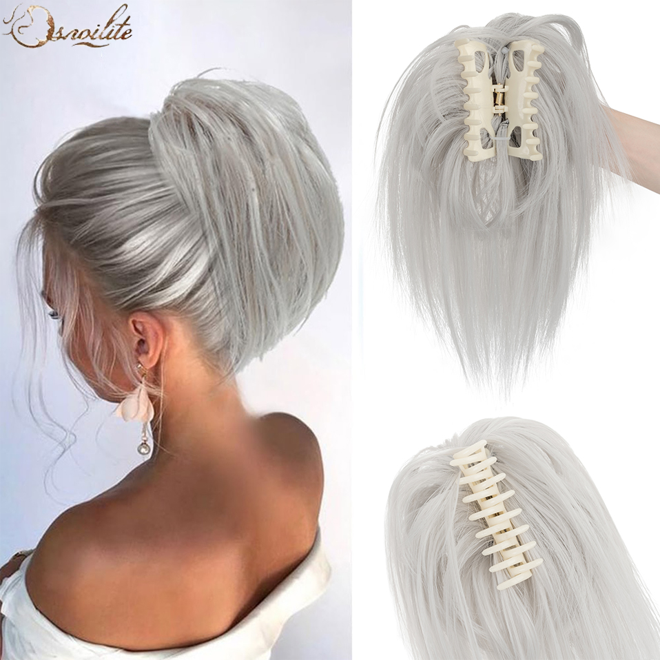 Snoilite Synthetic Straight Cl - Claw Clip Messy Bun Hair Piece 评论和价格