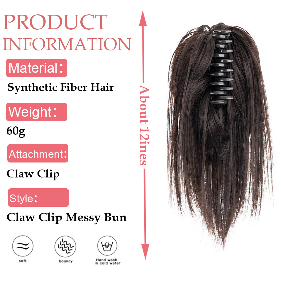 Snoilite Synthetic Straight Cl - Claw Clip Messy Bun Hair Piece 评论和价格