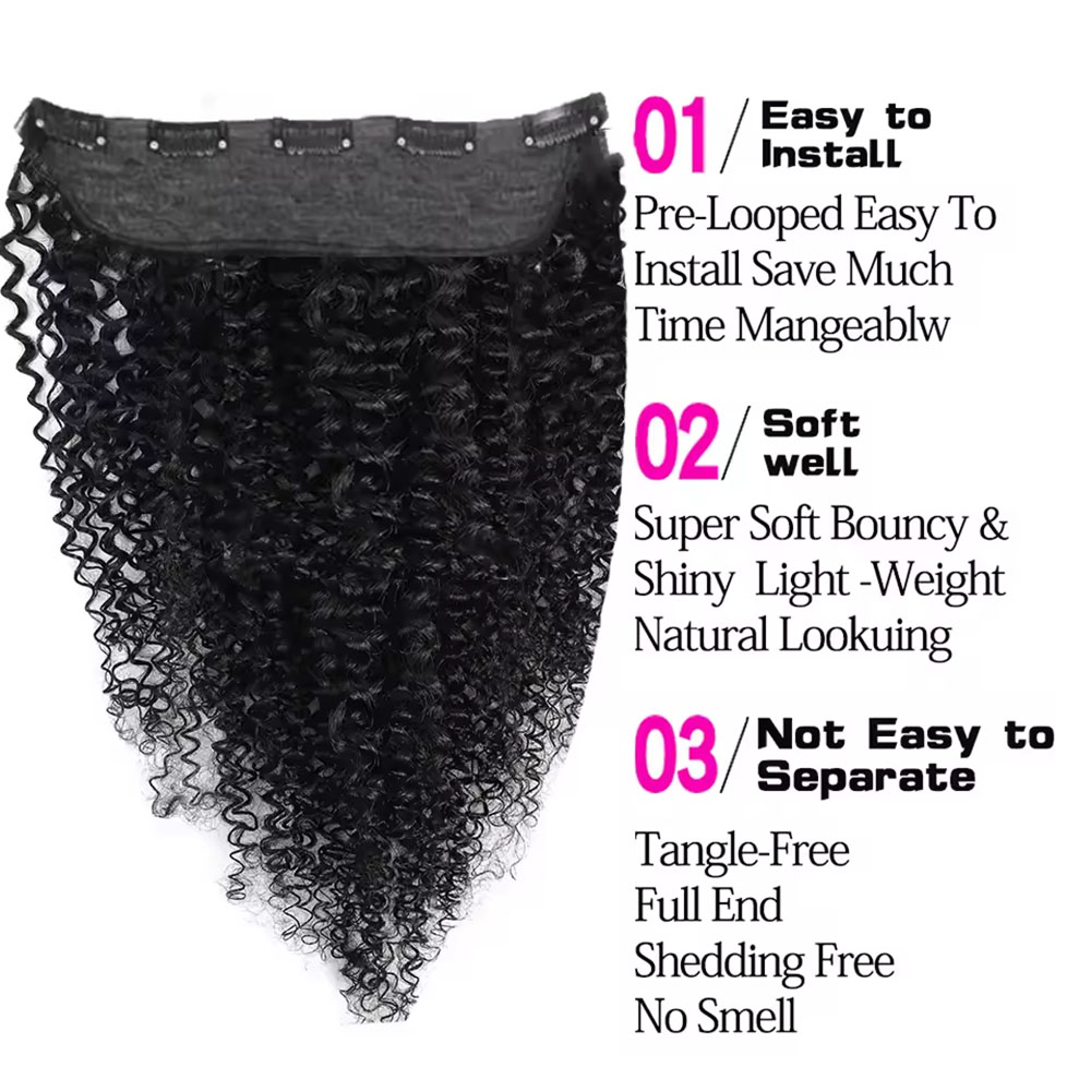 1 Pcs Clips In One Piece Hair  - Seamless Clip In Hair Extensions Human Hair 评论和价格