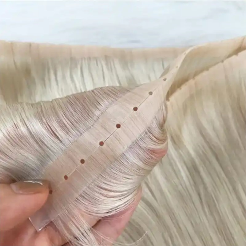 Invisible PU Weft Hair with Ho - Invisible Tape In Extensions Real Hair 评论和价格