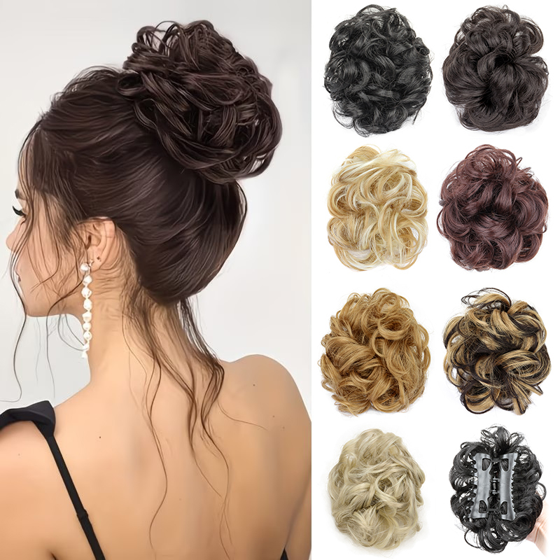 Synthetic Messy Bun Short Curl - Claw Clip Messy Bun Hair Piece 评论和价格