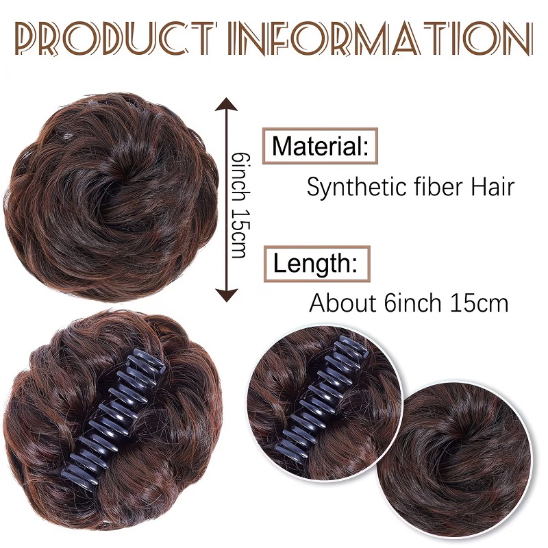 Synthetic Messy Bun Short Curl - Claw Clip Messy Bun Hair Piece 评论和价格