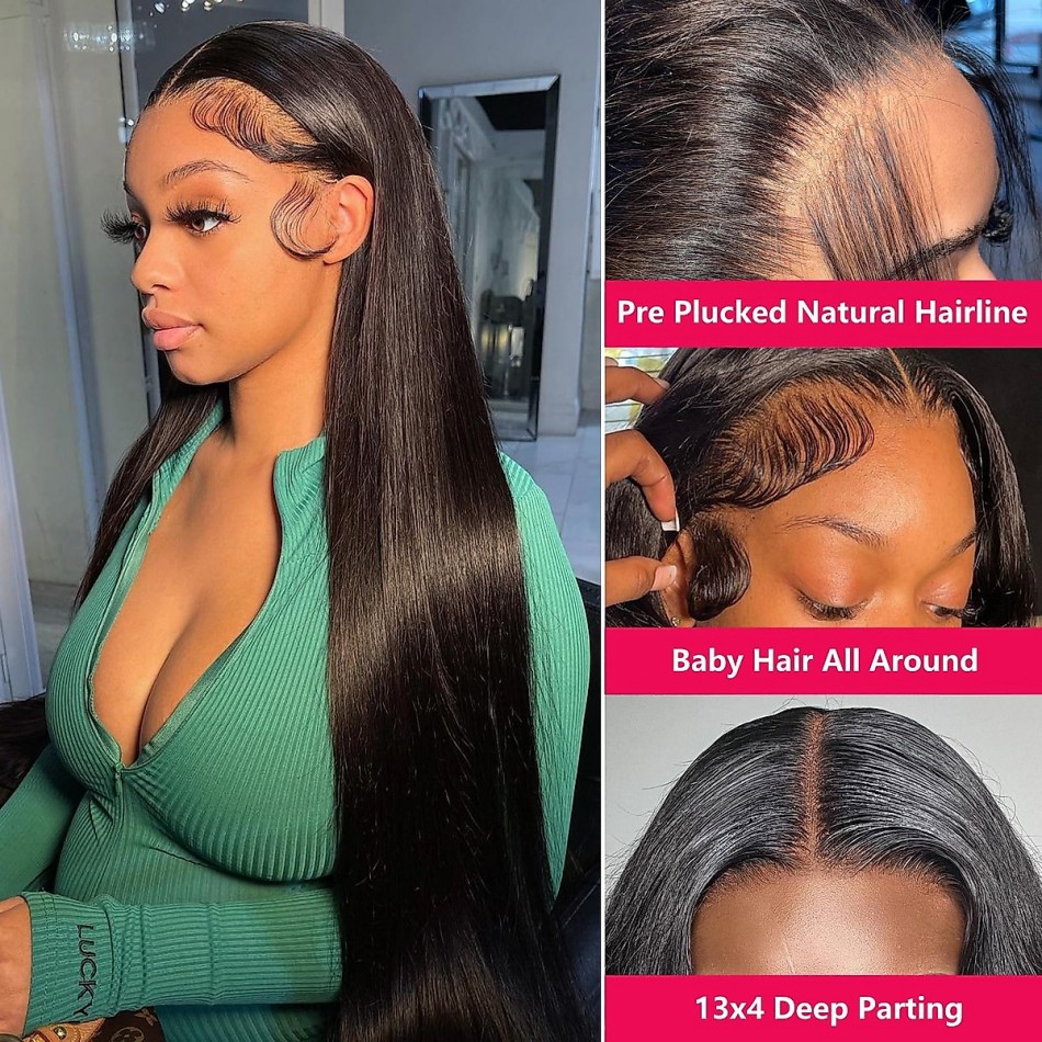 Straight Human Hair Wigs Gluel - Hd Lace Frontal Wig Human Hair Pre Plucked 评论和价格