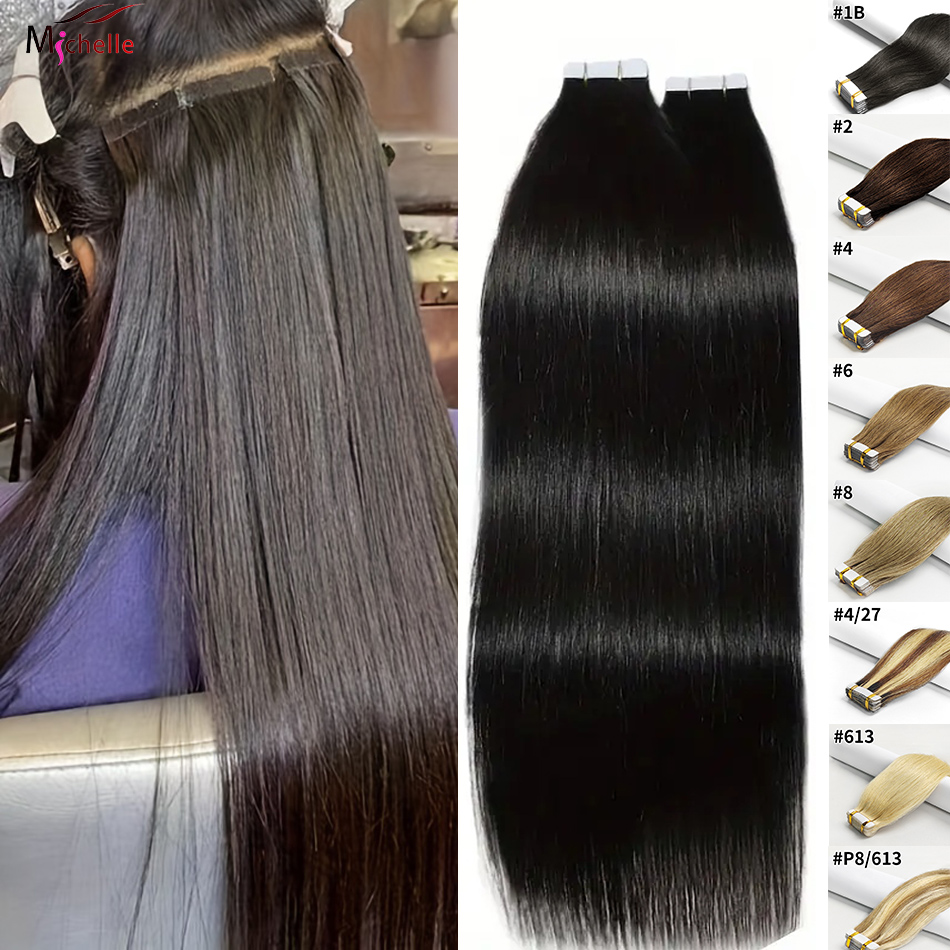 Tape in Hair Extensions Straig - Invisible Tape In Extensions Real Hair 评论和价格