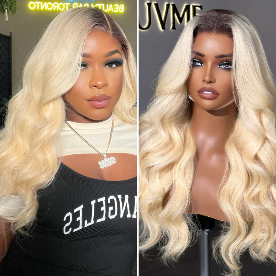 1B 613 Blonde Ombre Human Hair - 613 Blonde Body Wave Lace Front Wig 评论和价格