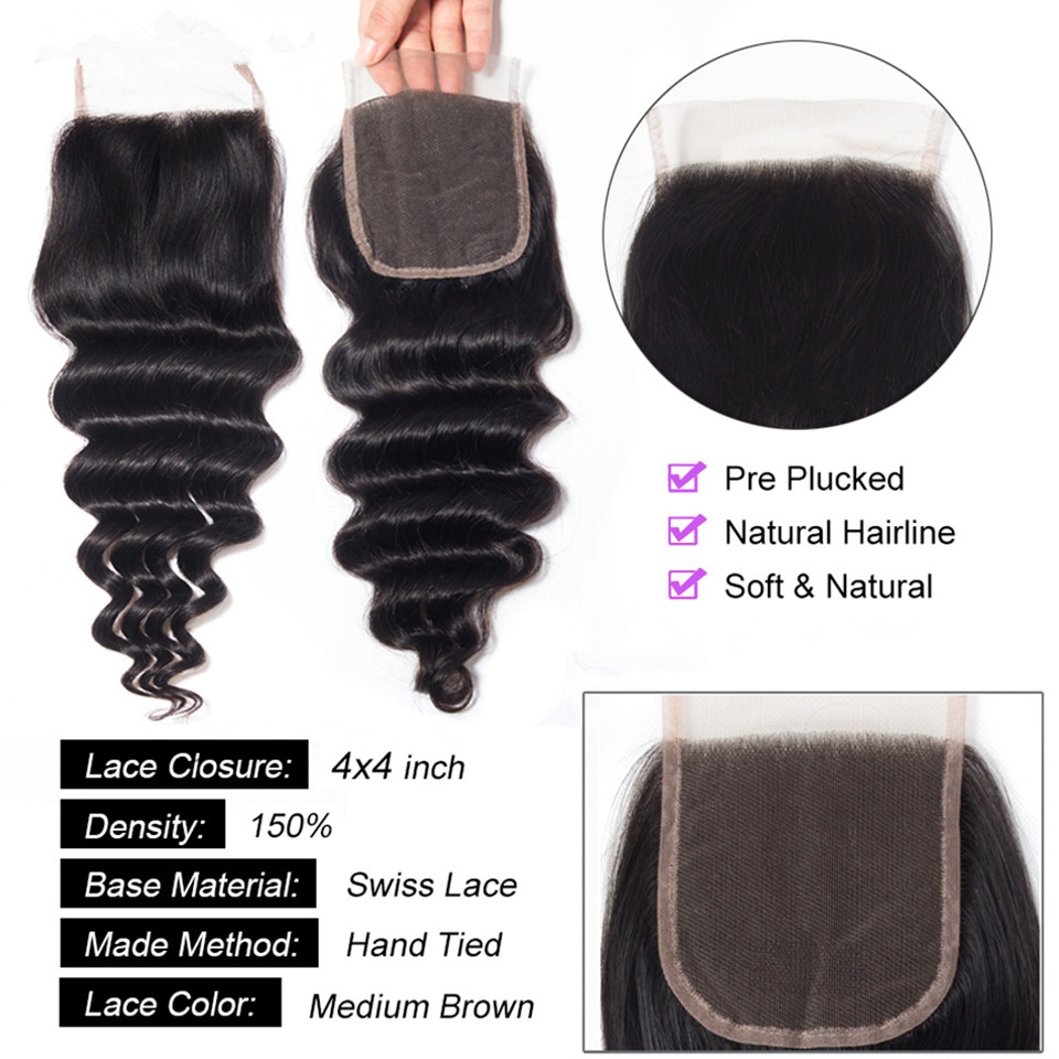 30 Inch Loose Wave Bundles Hum - Deep Wave 3 Bundles With Closure 评论和价格