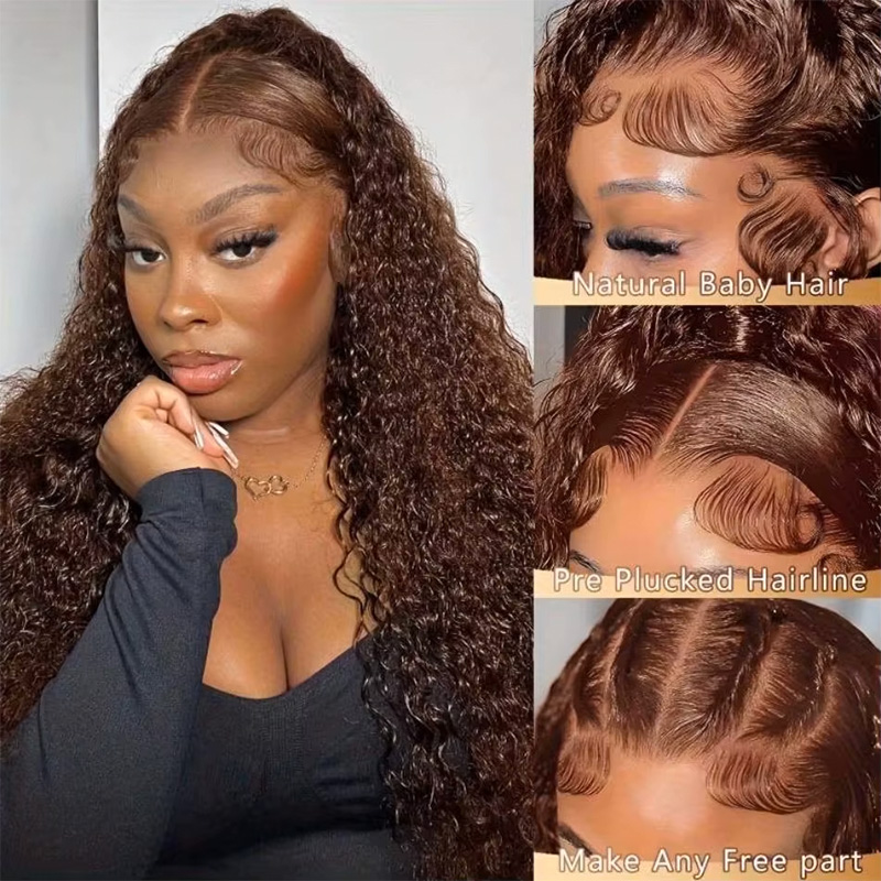 Chocolate Brown Colored 220% D - Hd Lace Frontal Wig Human Hair Pre Plucked 评论和价格