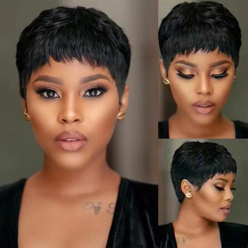 Short Straight Bob Wig Pixie C - Short Pixie Cut Wig Human Hair Cheap 评论和价格