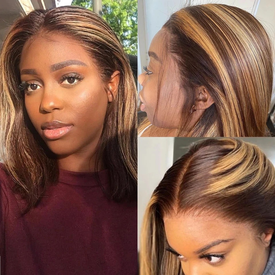 Highlight P4/27 Straight Bob W - Pre Parted 13X4 Lace Front Bob Wig 评论和价格