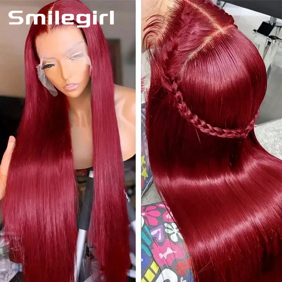 200 Density 99J Burgundy 13X6  - Hd Lace Frontal Wig Human Hair Pre Plucked 评论和价格