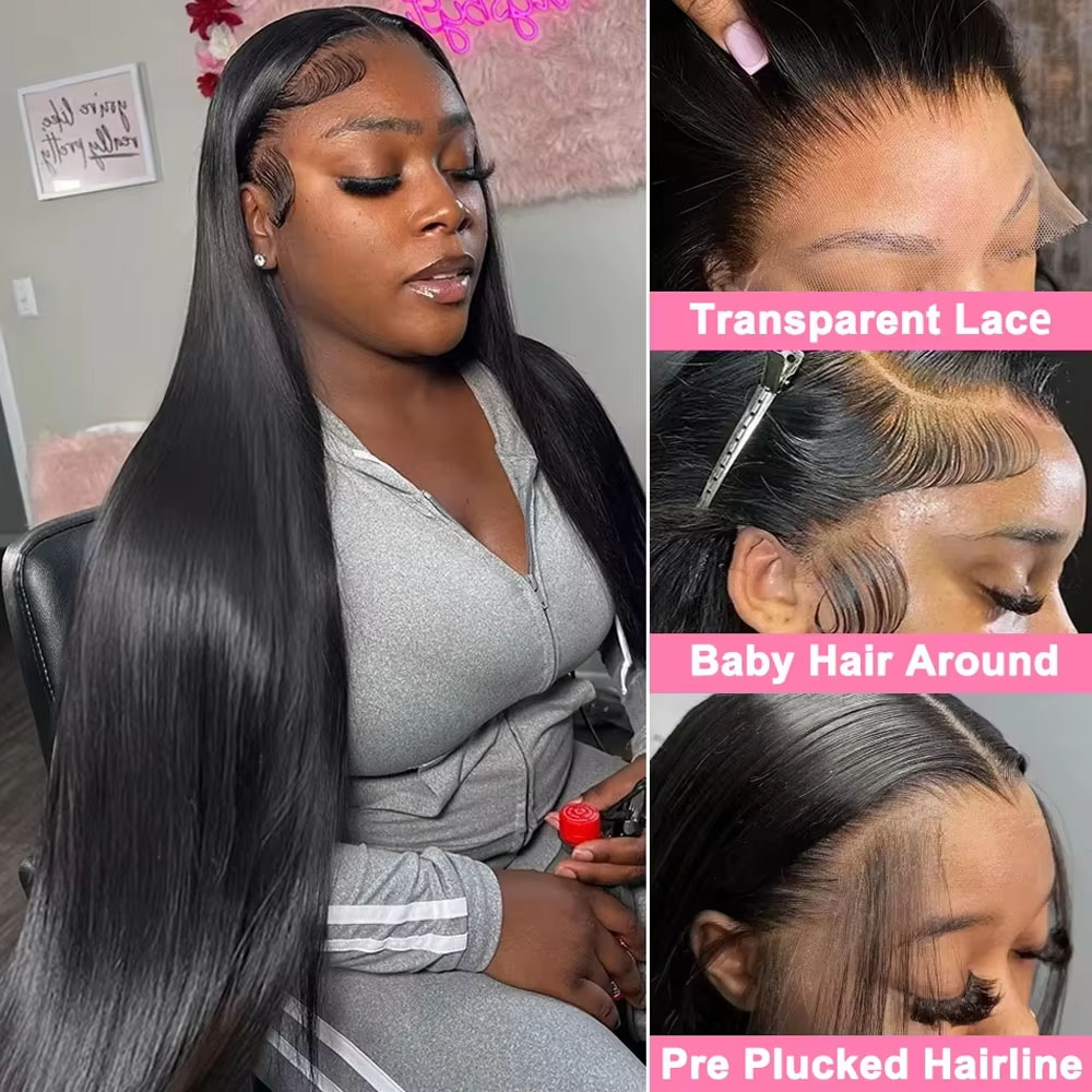 40 Inch 13x4 Transparent Strai - Hd Lace Frontal Wig Human Hair Pre Plucked 评论和价格