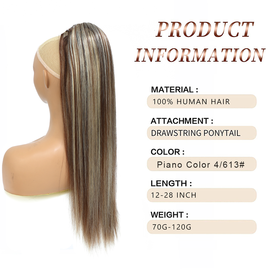 SOVO Drawstring Ponytail Human - Seamless Clip In Hair Extensions Human Hair 评论和价格