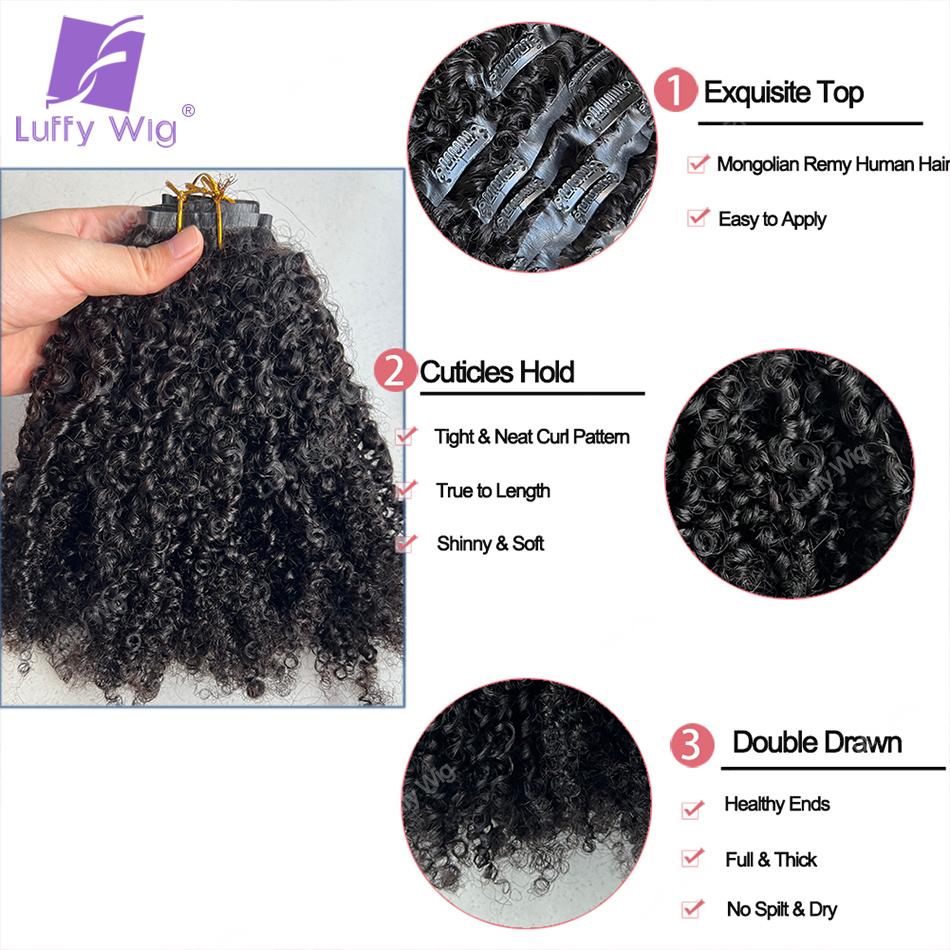 Monglian Afro Kinky Curly Huma - Seamless Clip In Hair Extensions Human Hair 评论和价格