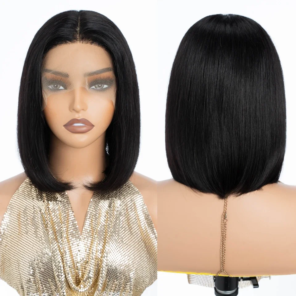 Straight Short Bob Wigs Human  - Glueless Wear And Go Human Hair Wig 评论和价格