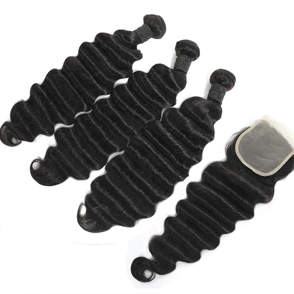 Raw Loose Deep Wave Human Hair - Deep Wave 3 Bundles With Closure 评论和价格