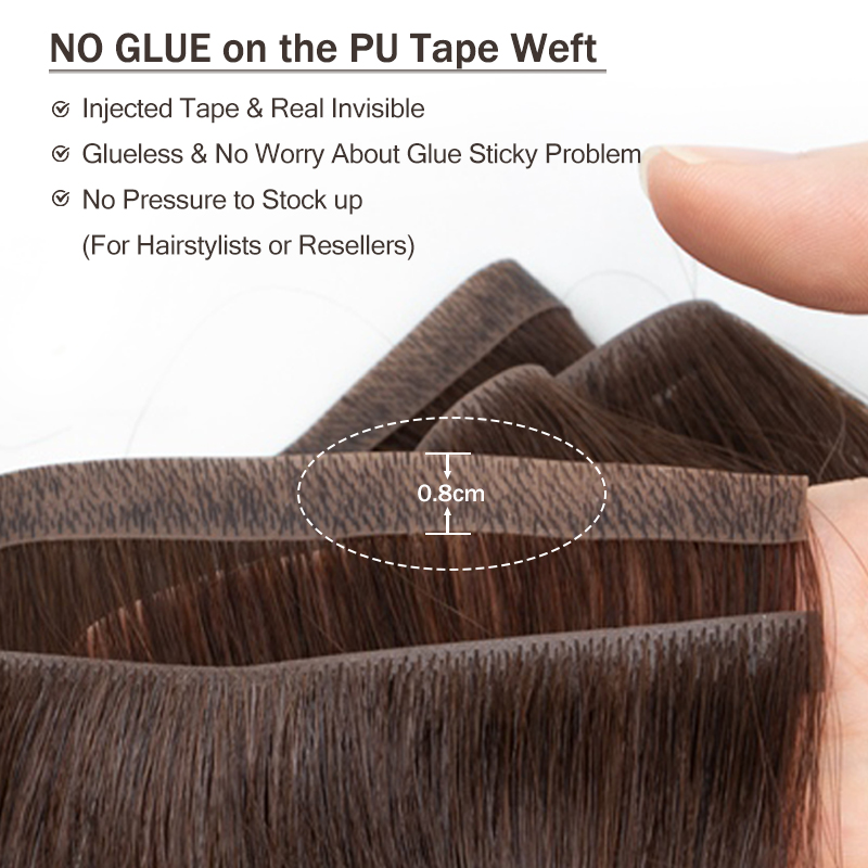 Invisible Long Tape PU Weft Hu - Invisible Tape In Extensions Real Hair 评论和价格