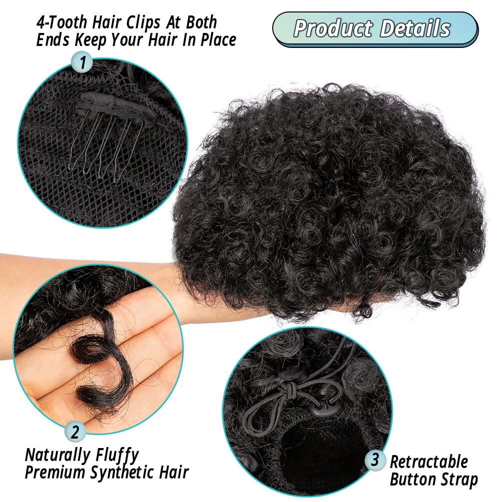 6Inch Afro Puff Drawstring Pon - Drawstring Afro Curly Puff Ponytail 评论和价格