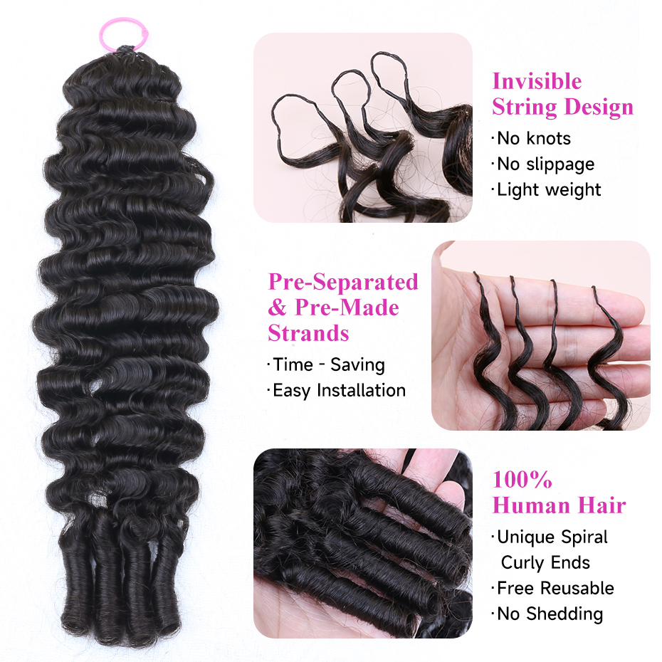100% Human Hair Feather Croche - Hair Bundles 评论和价格