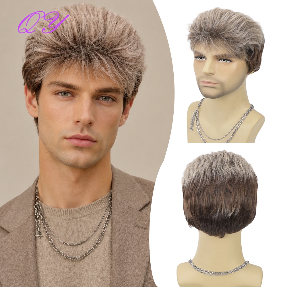 Synthetic Short Brown Flaxen M - Synthetic Wigs 评论和价格