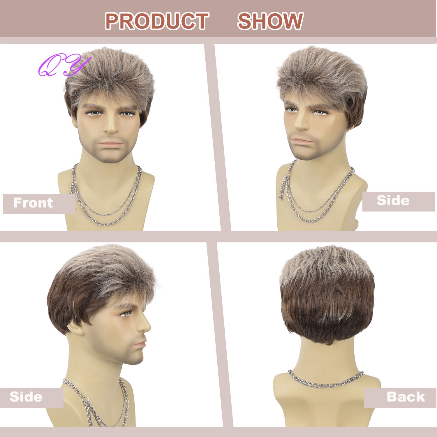 Synthetic Short Brown Flaxen M - Synthetic Wigs 评论和价格