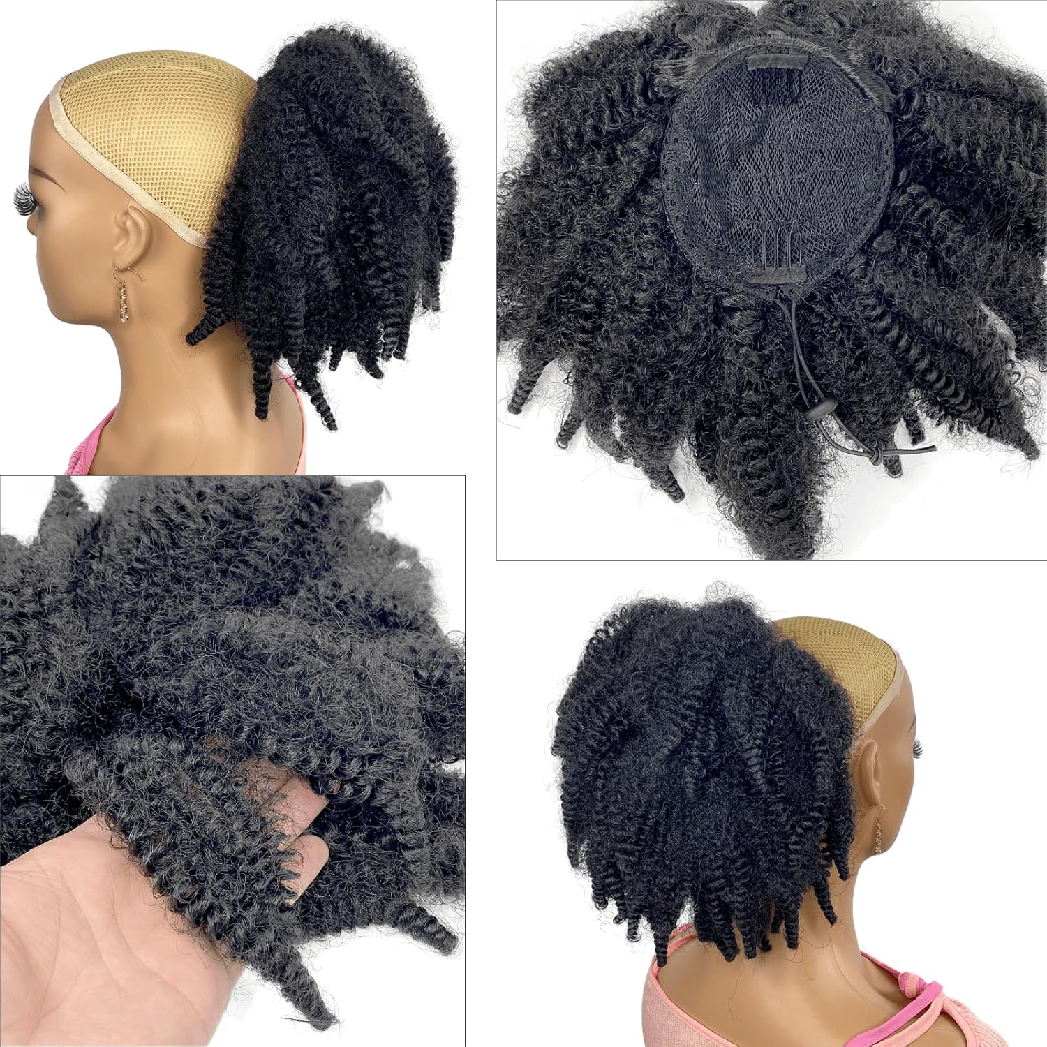 12inch Short Marley Hair Draws - Drawstring Afro Curly Puff Ponytail 评论和价格