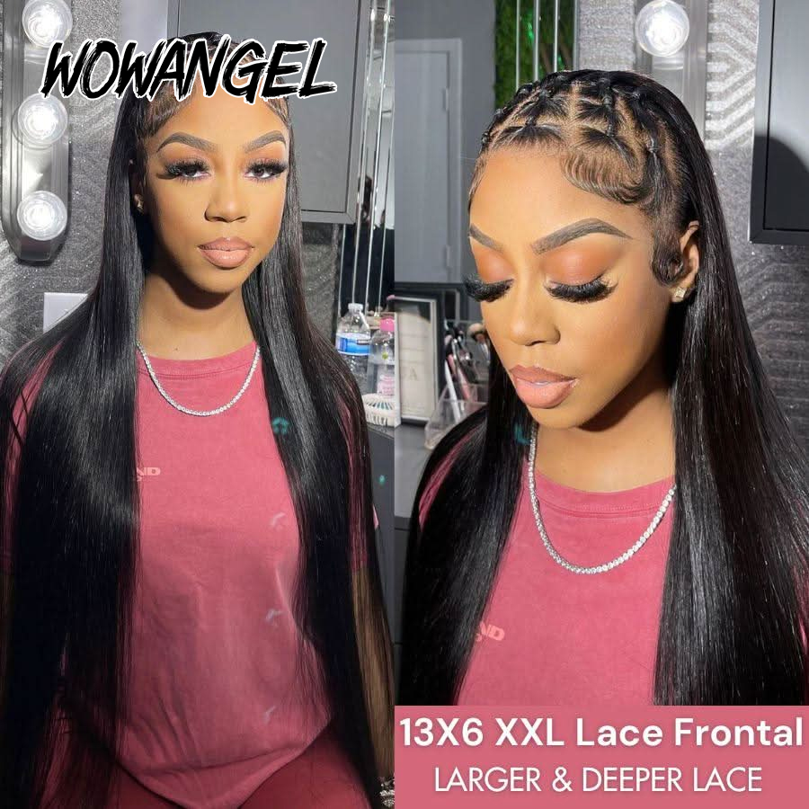 WOWANGEL Straight Lace Front W - Hd Lace Frontal Wig Human Hair Pre Plucked 评论和价格