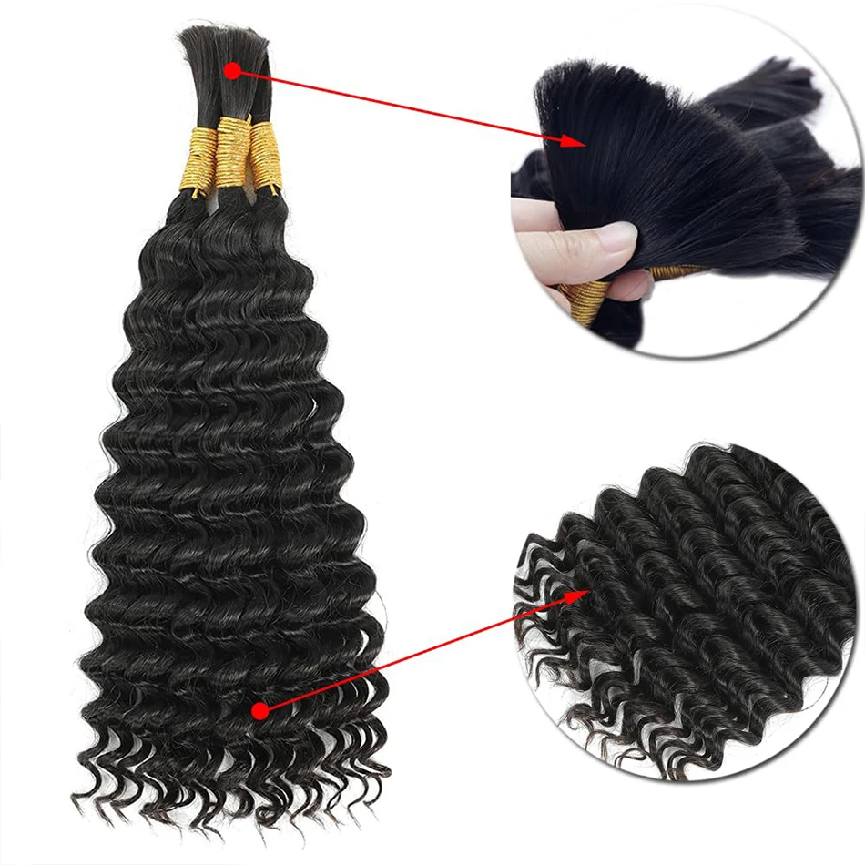 Deep Water Wave No Weft Virgin - Water Wave Bulk Human Hair For Braiding 评论和价格