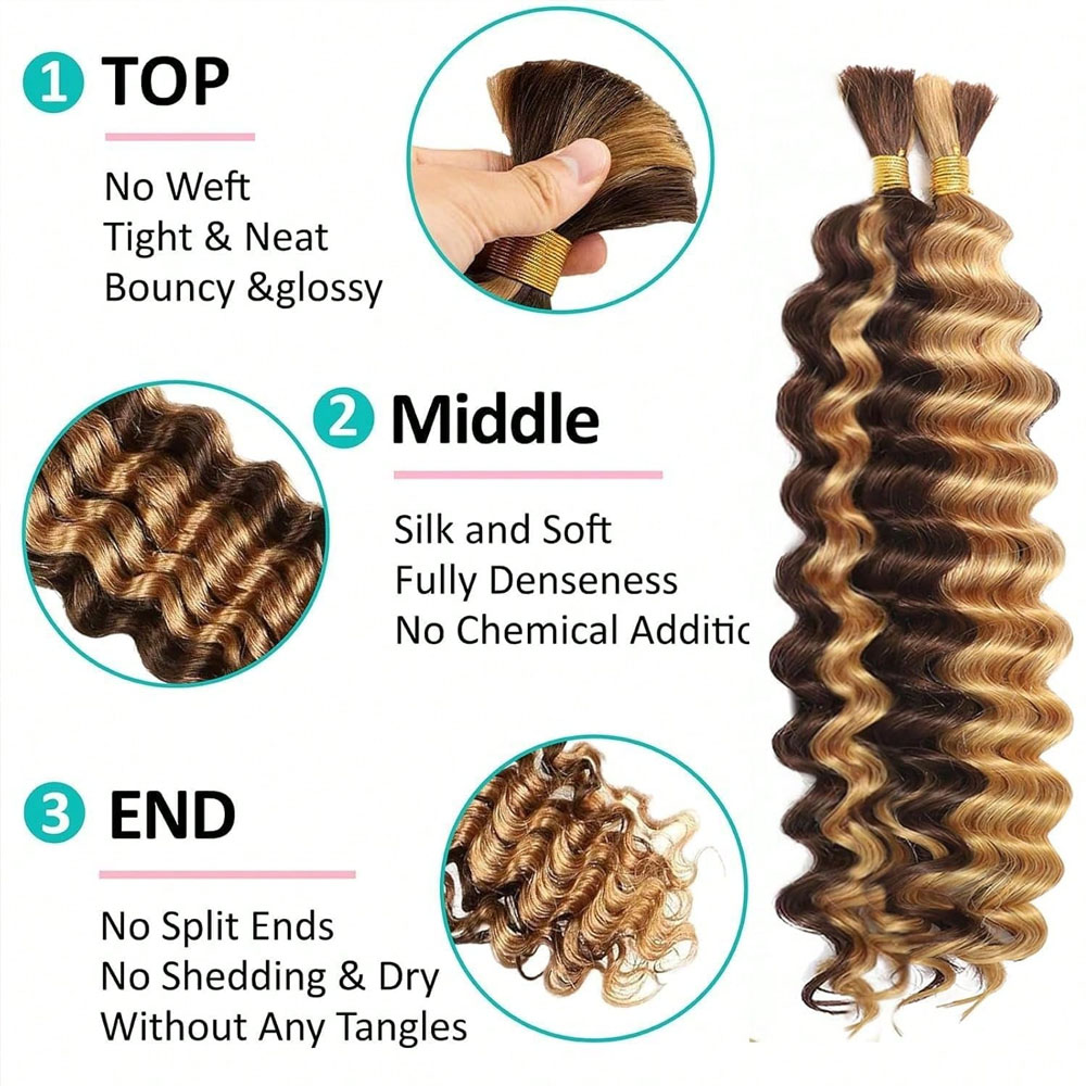 Human Braiding Hair 18 Inch 2  - Water Wave Bulk Human Hair For Braiding 评论和价格