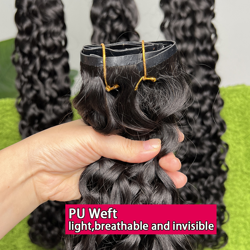 Water Wave Clips In Human Hair - Seamless Clip In Hair Extensions Human Hair 评论和价格