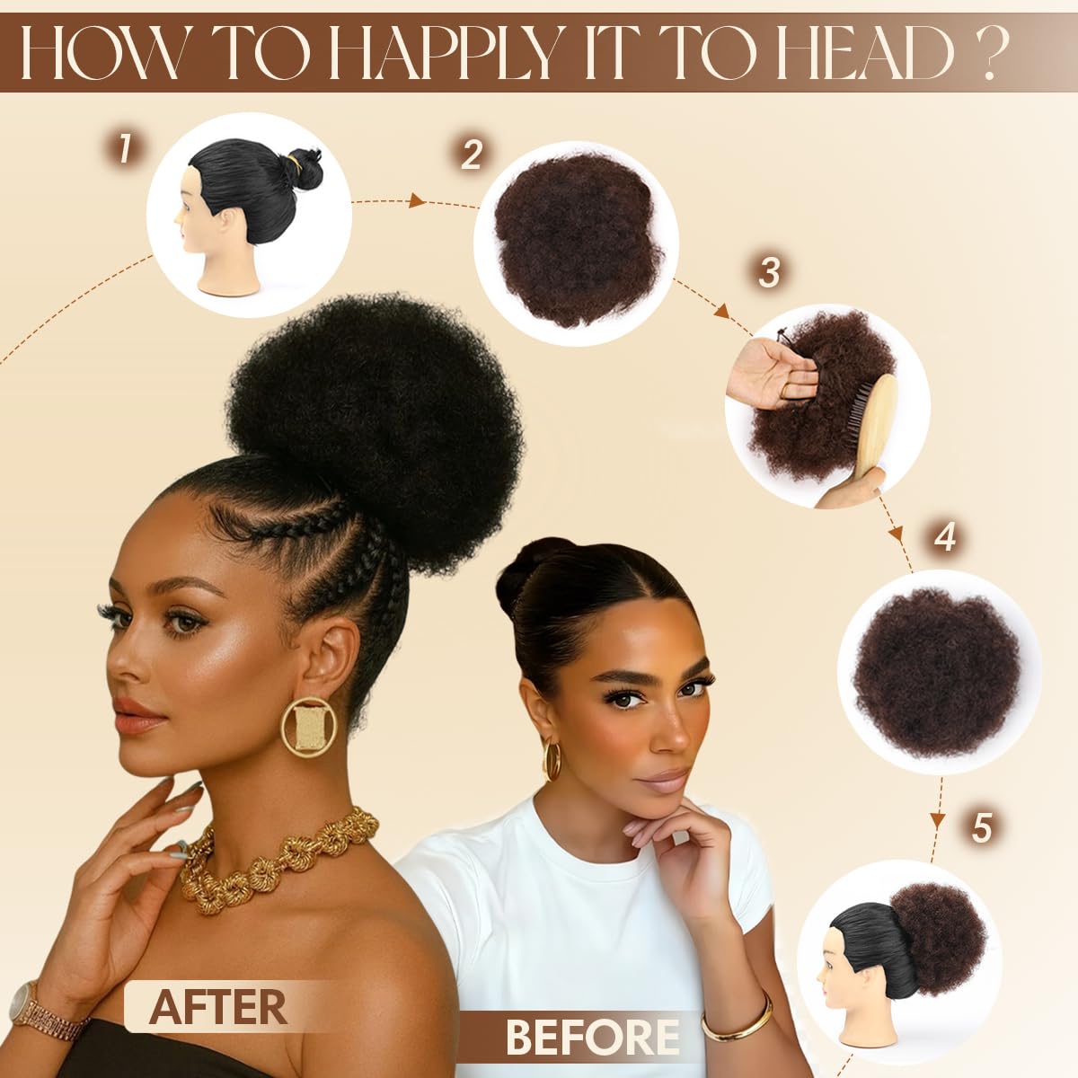 Afro Puff Synthetic Drawstring - Drawstring Afro Curly Puff Ponytail 评论和价格