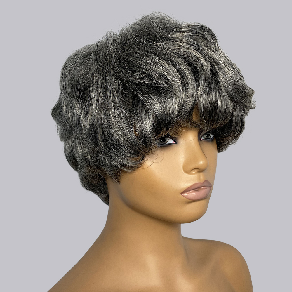Pixie Cut Human Hair Wigs Gray - Short Pixie Cut Wig Human Hair Cheap 评论和价格