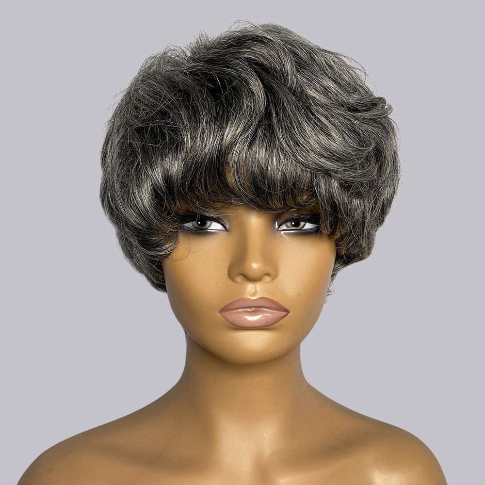 Pixie Cut Human Hair Wigs Gray - Short Pixie Cut Wig Human Hair Cheap 评论和价格