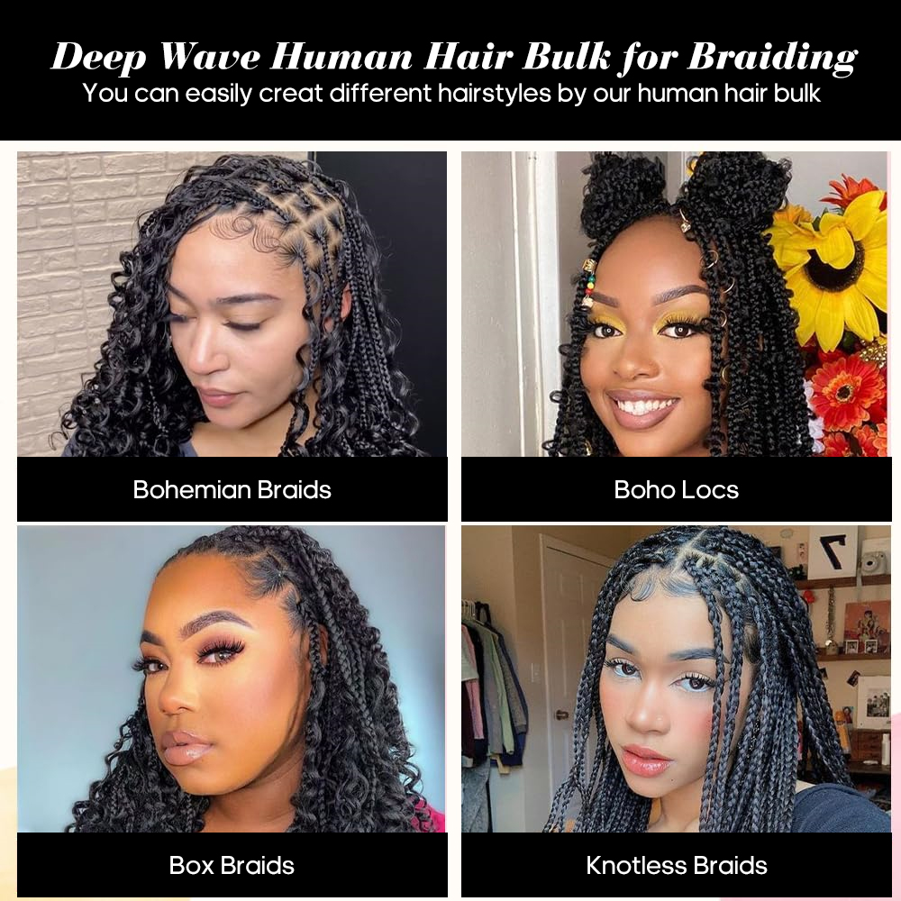Human Braiding Hair for Boho B - Water Wave Bulk Human Hair For Braiding 评论和价格