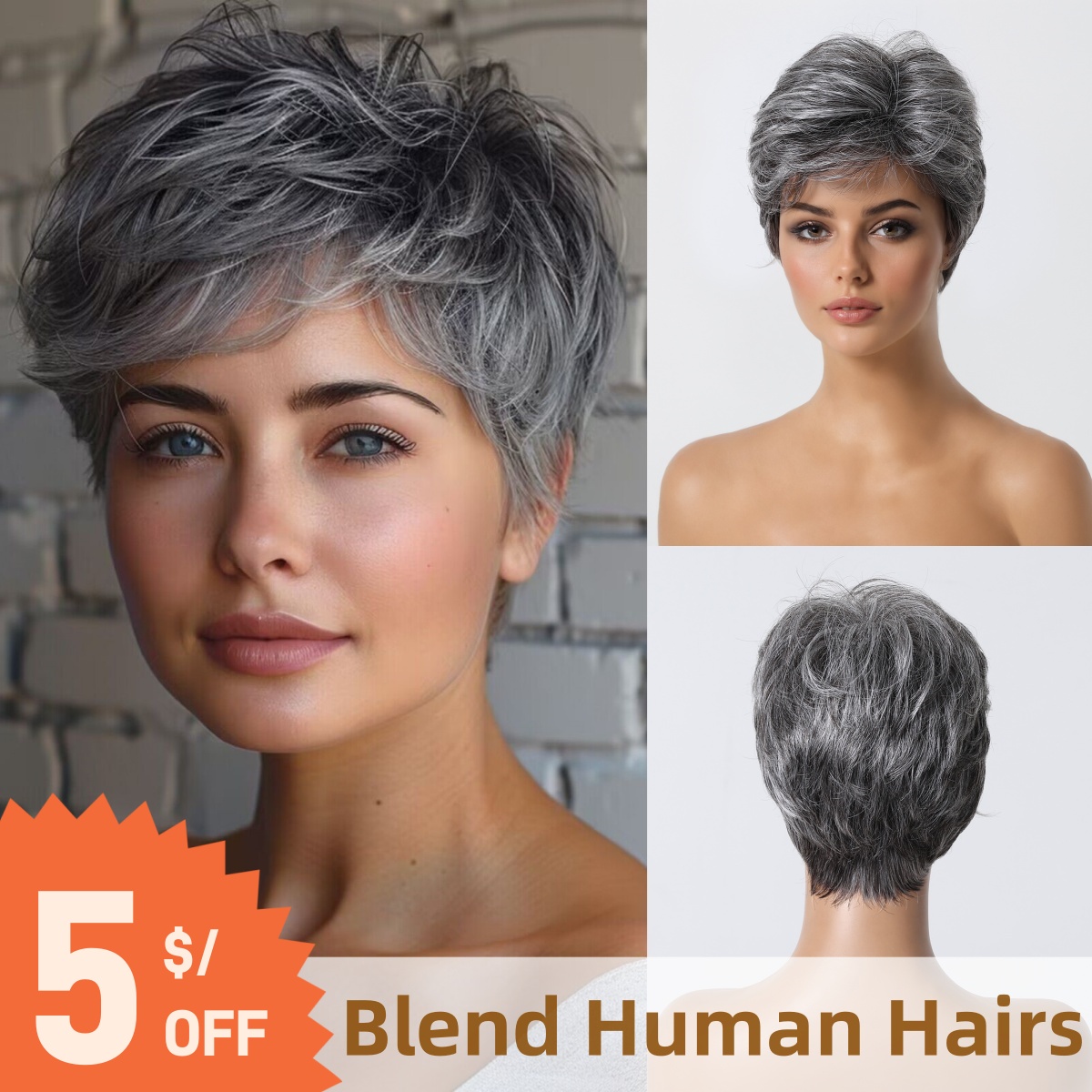 Short Pixie Cut Grey Human Hai - Short Pixie Cut Wig Human Hair Cheap 评论和价格