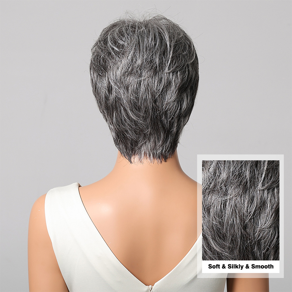 Short Pixie Cut Grey Human Hai - Short Pixie Cut Wig Human Hair Cheap 评论和价格