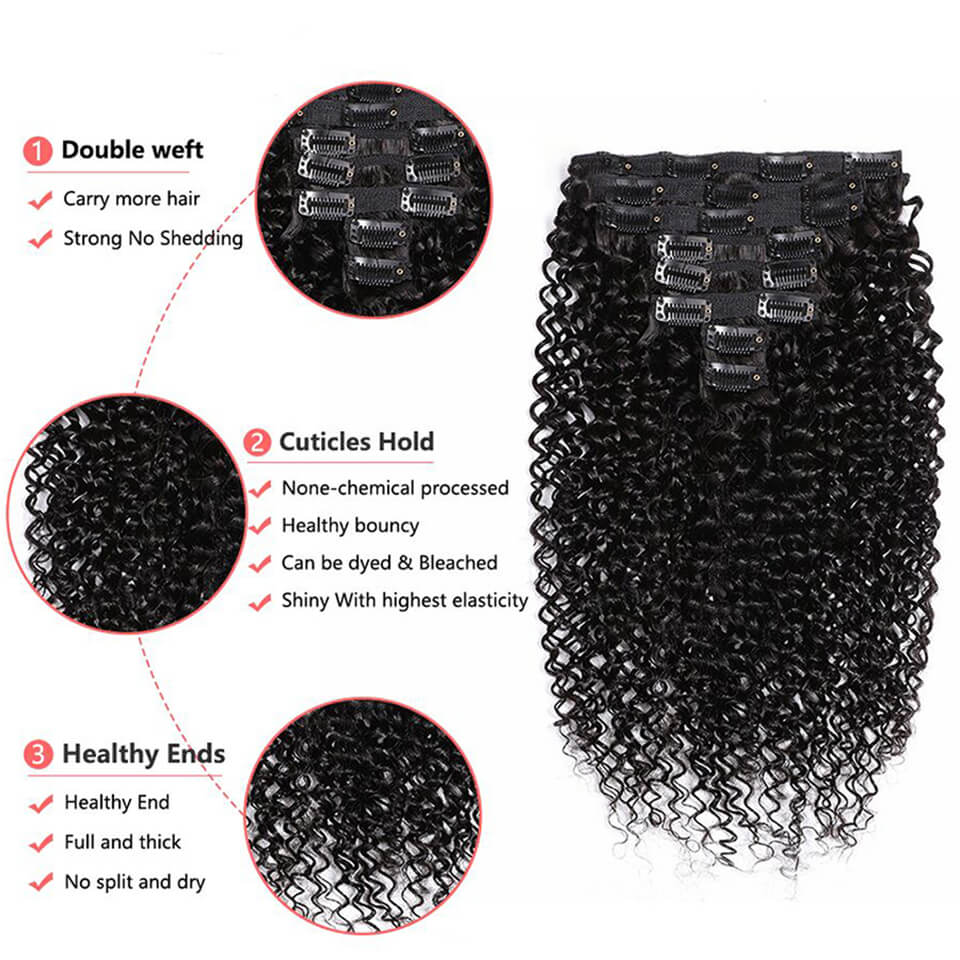 Kinky Curly Clip In Human Hair - Seamless Clip In Hair Extensions Human Hair 评论和价格