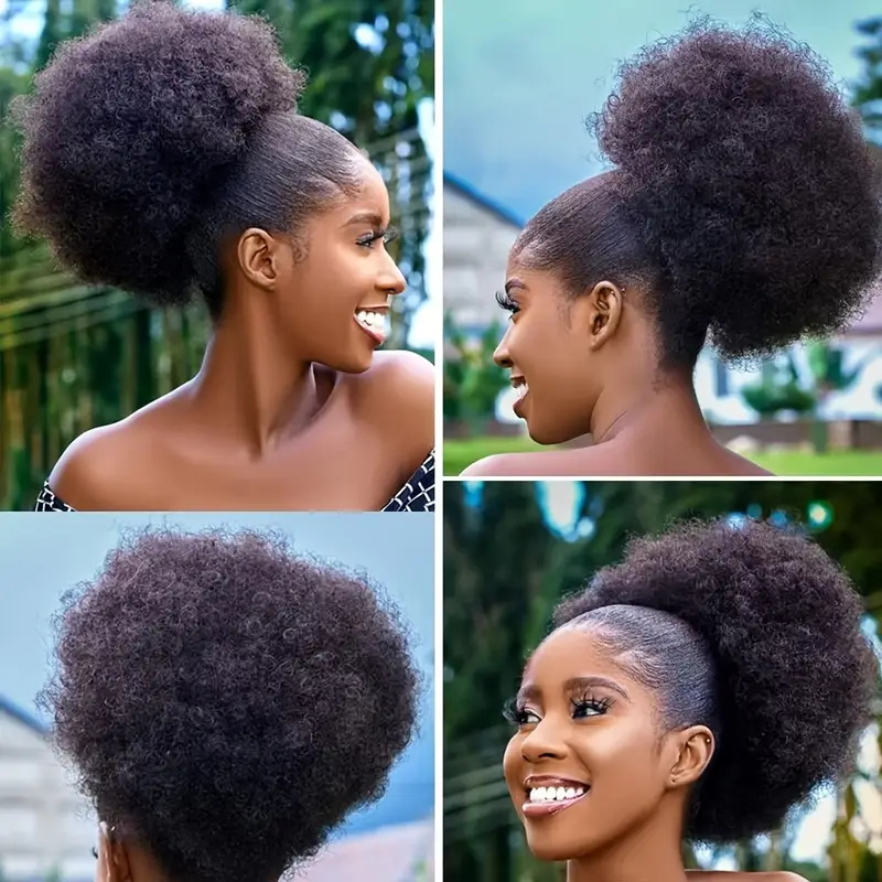 1pc Women's 10-Inch Afro Kinky - Drawstring Afro Curly Puff Ponytail 评论和价格