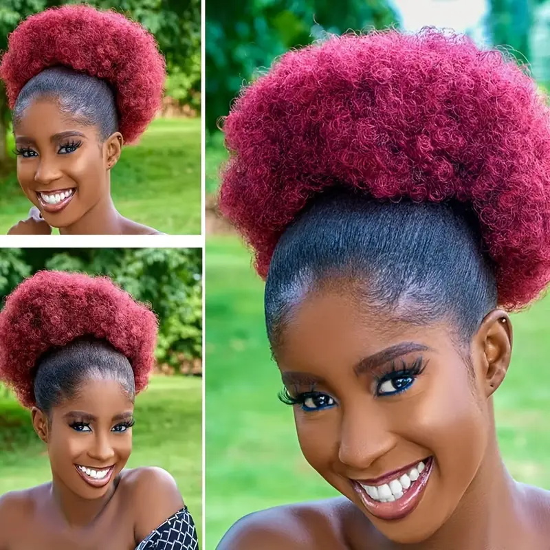 1pc Women's 10-Inch Afro Kinky - Drawstring Afro Curly Puff Ponytail 评论和价格