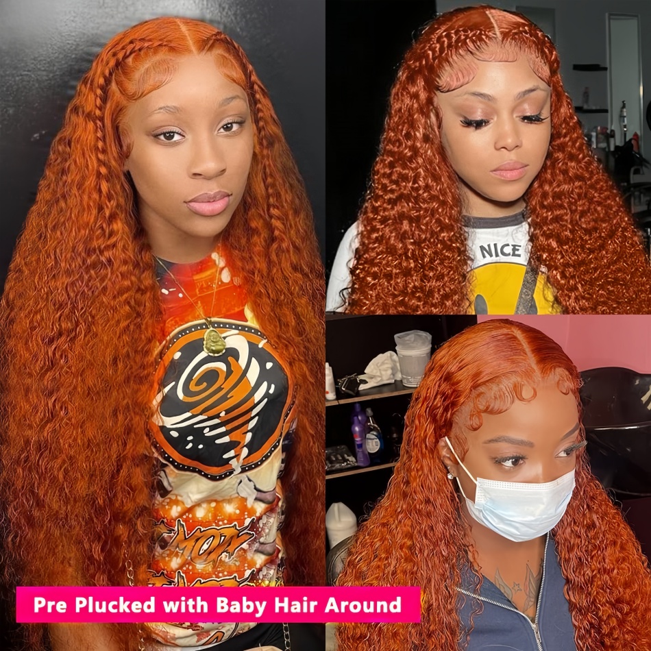30Inch Orange Ginger Water Wav - Lace Front Wigs 评论和价格