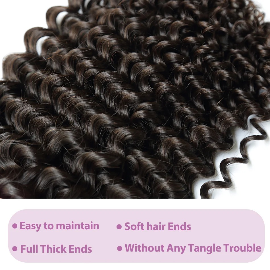 Pixie Curl Hair Bundles with C - Deep Wave 3 Bundles With Closure 评论和价格