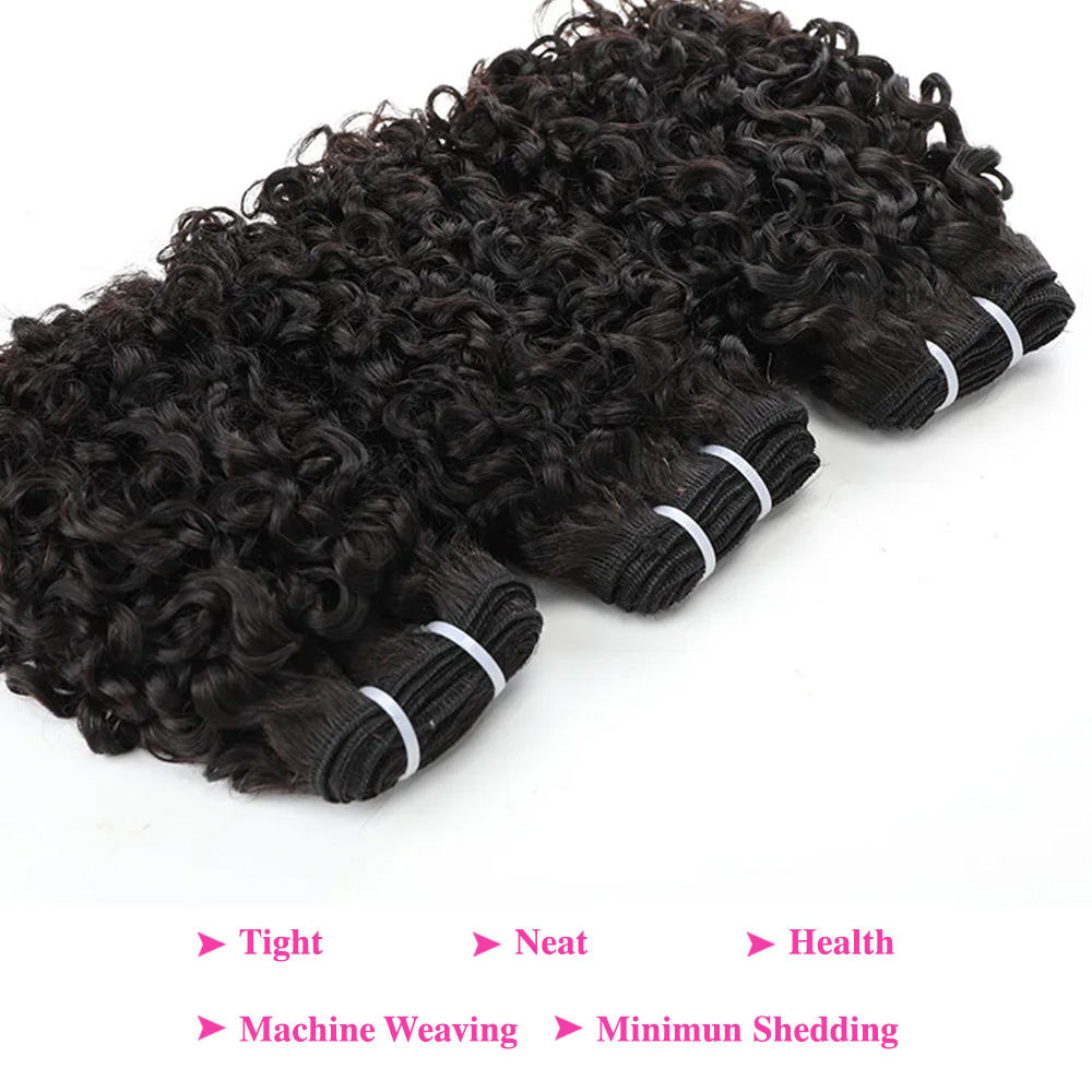 Pixie Curl Hair Bundles with C - Deep Wave 3 Bundles With Closure 评论和价格