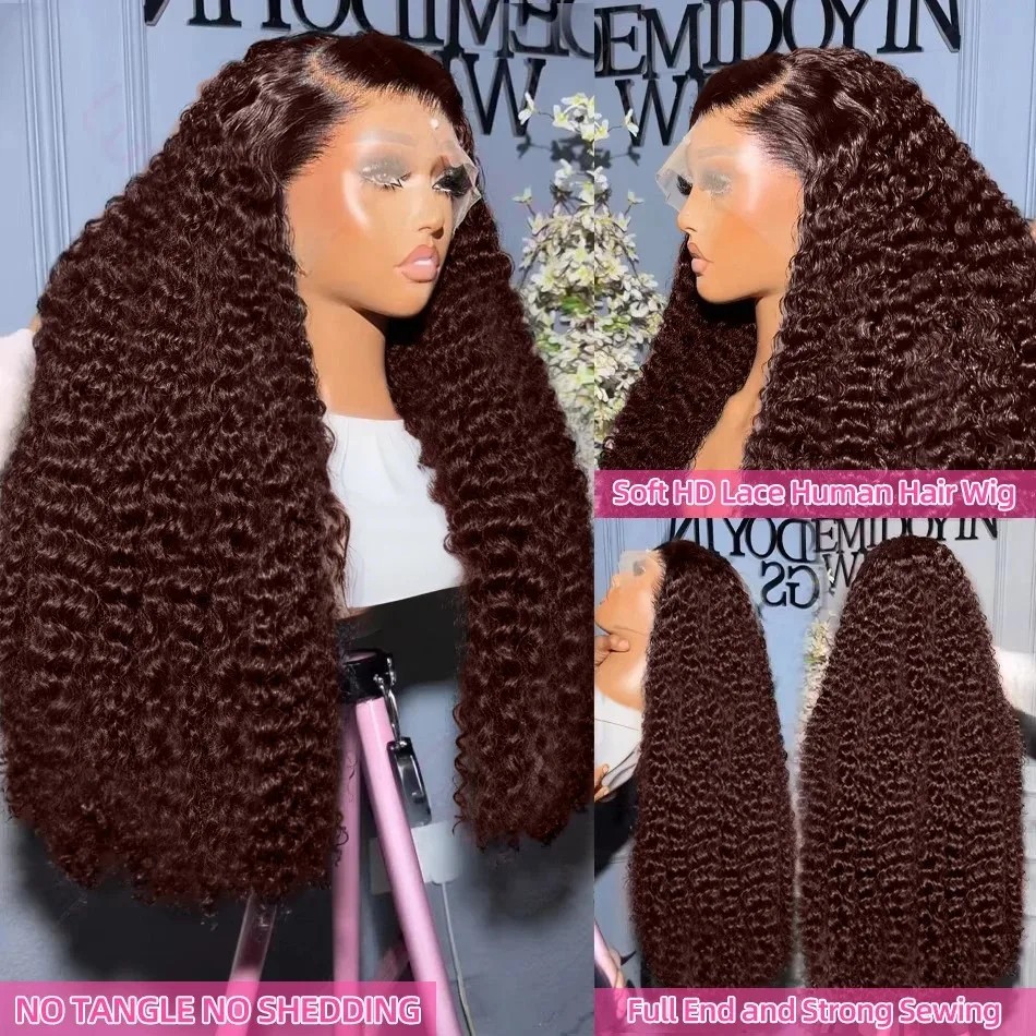 Curly Lace Front Wig Chocolate - Hd Lace Frontal Wig Human Hair Pre Plucked 评论和价格